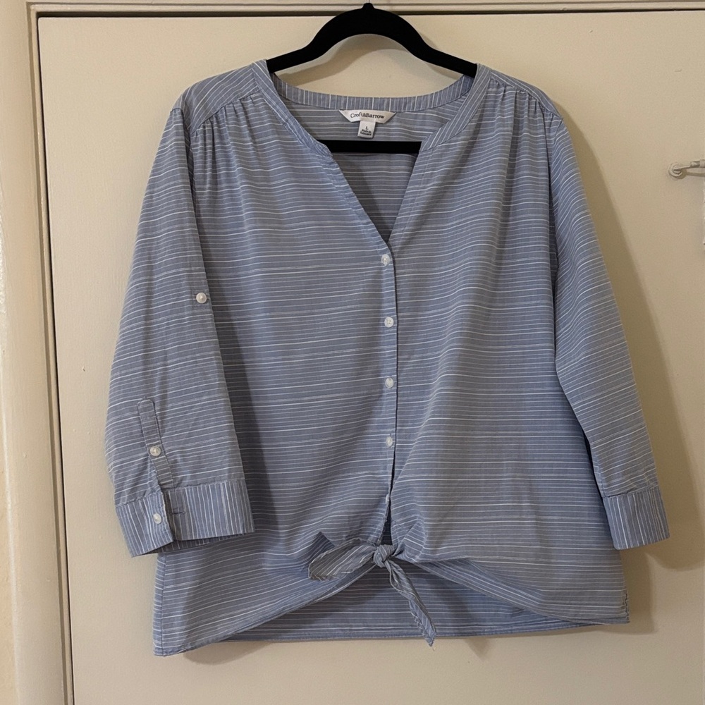 Croft & Barrow Light Blue Striped Blouse